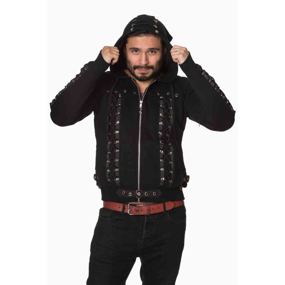 Banned - Pointy hood Kapuzenpullover mit Reißverschluss - Schwarz